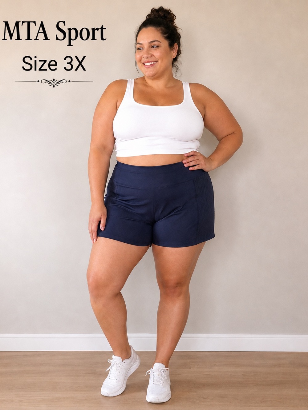MTA Sport Plus Size 3X Navy Blue Athletic Shorts High Rise Activewear